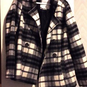 Aeropostale black and white Plaid Peacoat XL